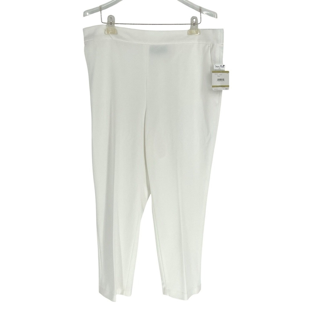 NWT Kasper Dress Pants Womens 14 White Vanilla Ice Crepe Relaxed Elastic Waist